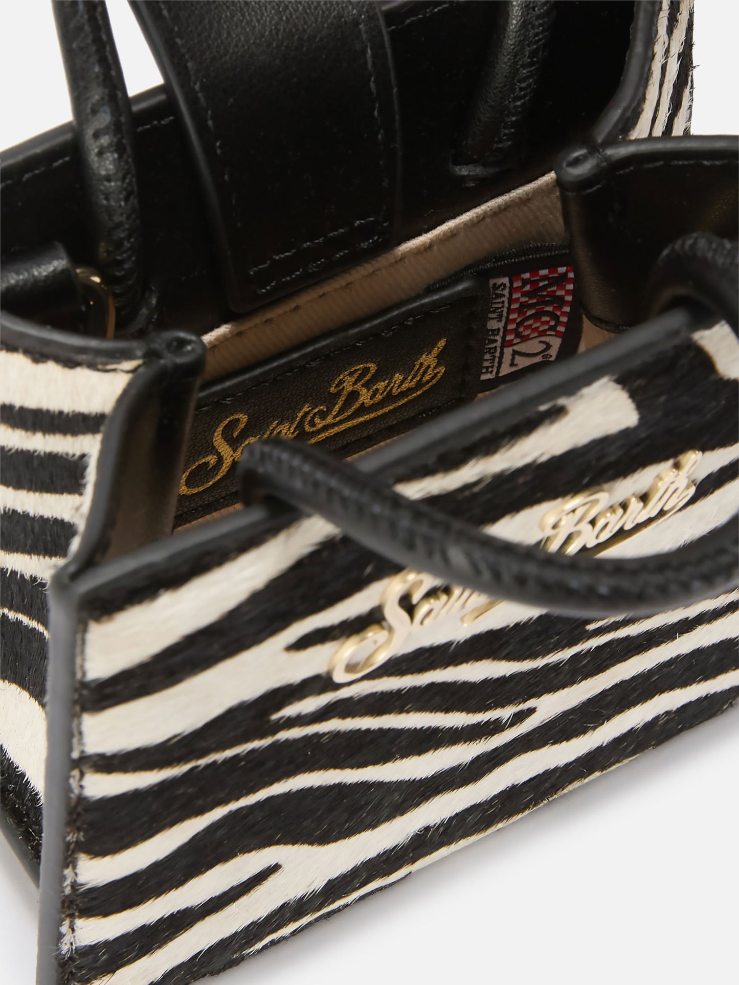 Shop Bag Micro Handbag in zebra-print pony skin leather