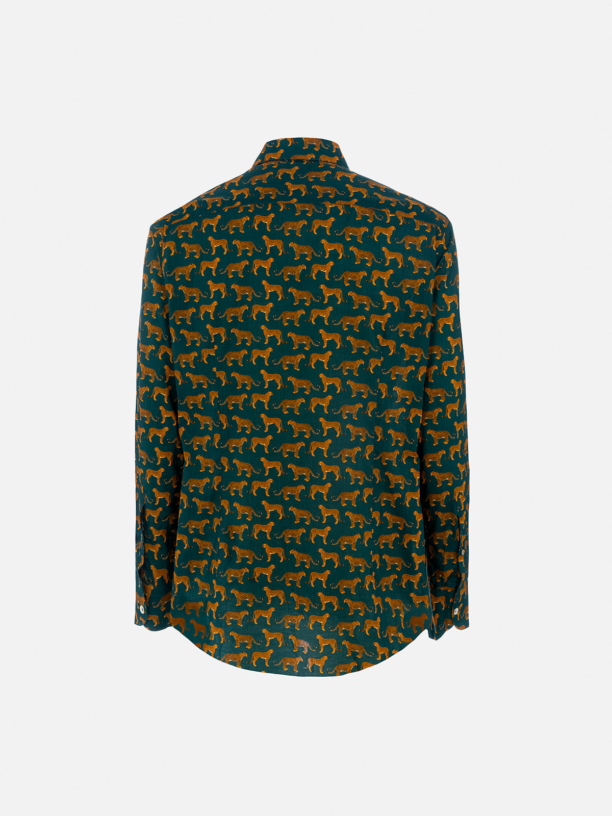 Man muslin cotton shirt Sikelia with cheeta print