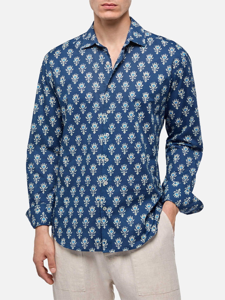 Baumwollhemd Sikelia aus Musselin mit Boho-Print