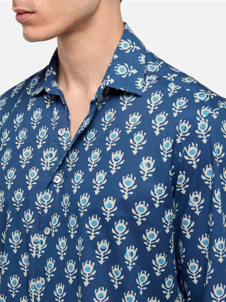 Baumwollhemd Sikelia aus Musselin mit Boho-Print