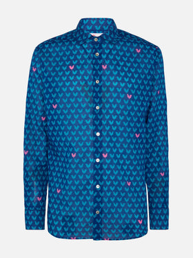 Man muslin cotton Sikelia shirt with rooster print