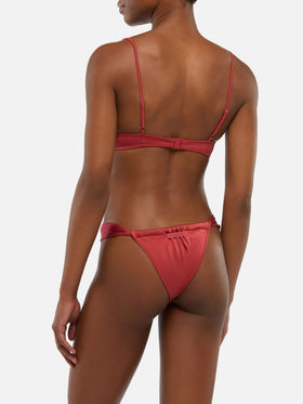 Underwired bralette bikini Salina Noelle with cheeky swim briefs in shimmer brick red