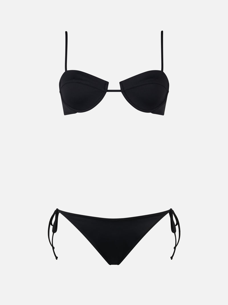 Bikini a bralette con ferretto nero da donna Salina Virgo