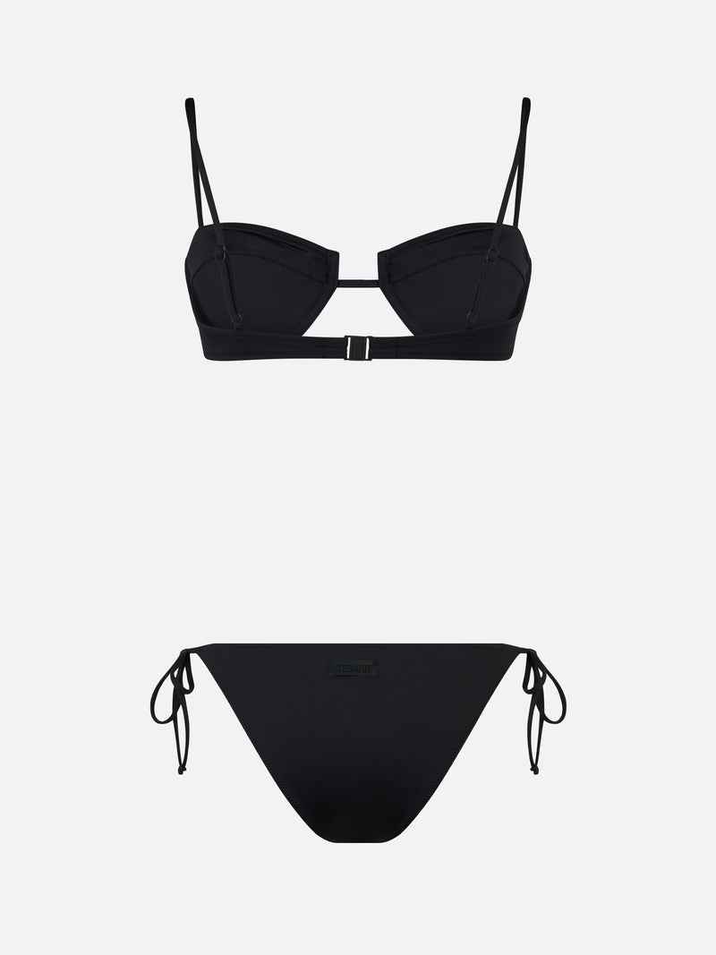 Bikini a bralette con ferretto nero da donna Salina Virgo