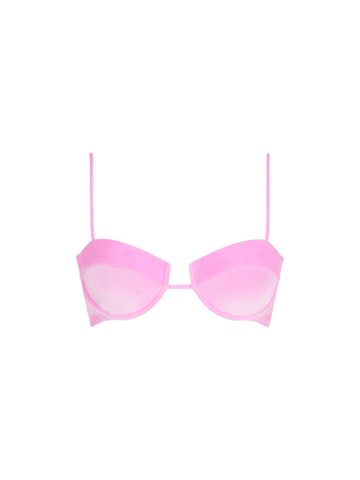 Top a bralette con ferretto Salina in chenille rosa