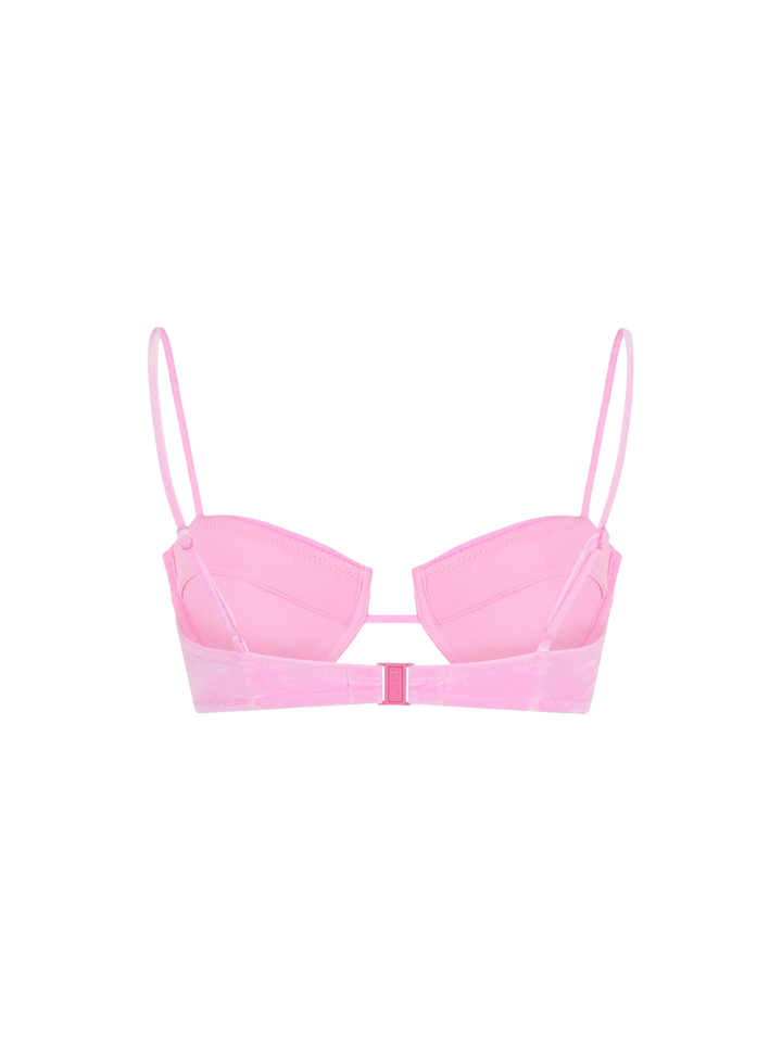 Top a bralette con ferretto Salina in chenille rosa