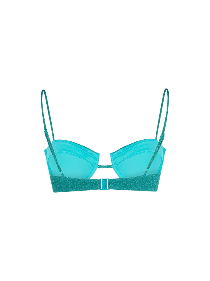 Teal lurex Salina underwired bralette top