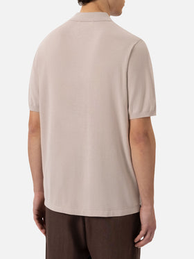 Sloan – Gestricktes Poloshirt in Steingrau