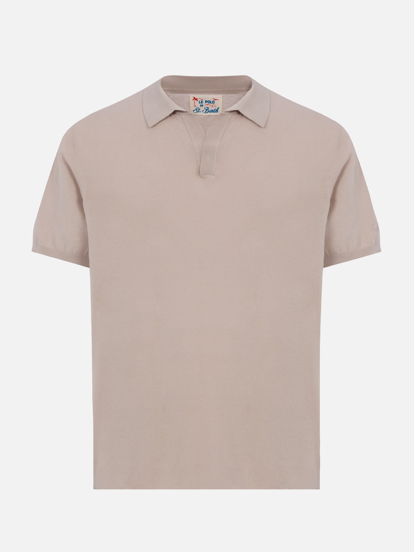 Sloan – Gestricktes Poloshirt in Steingrau