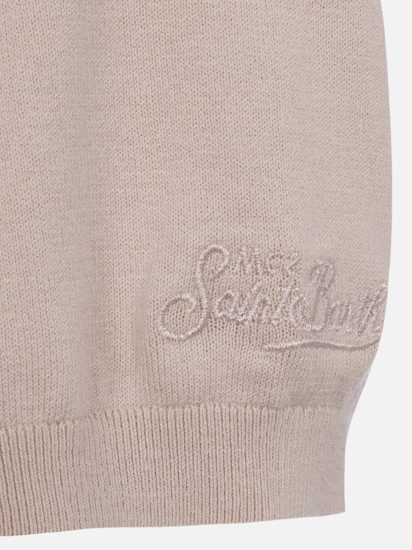 Sloan – Gestricktes Poloshirt in Steingrau
