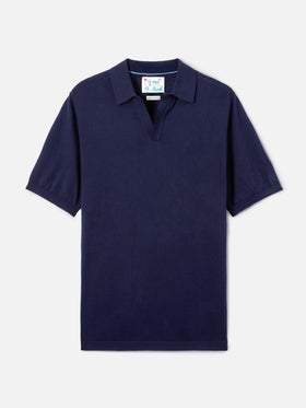 Sloan solid navy blue polo in premium high-twist cotton