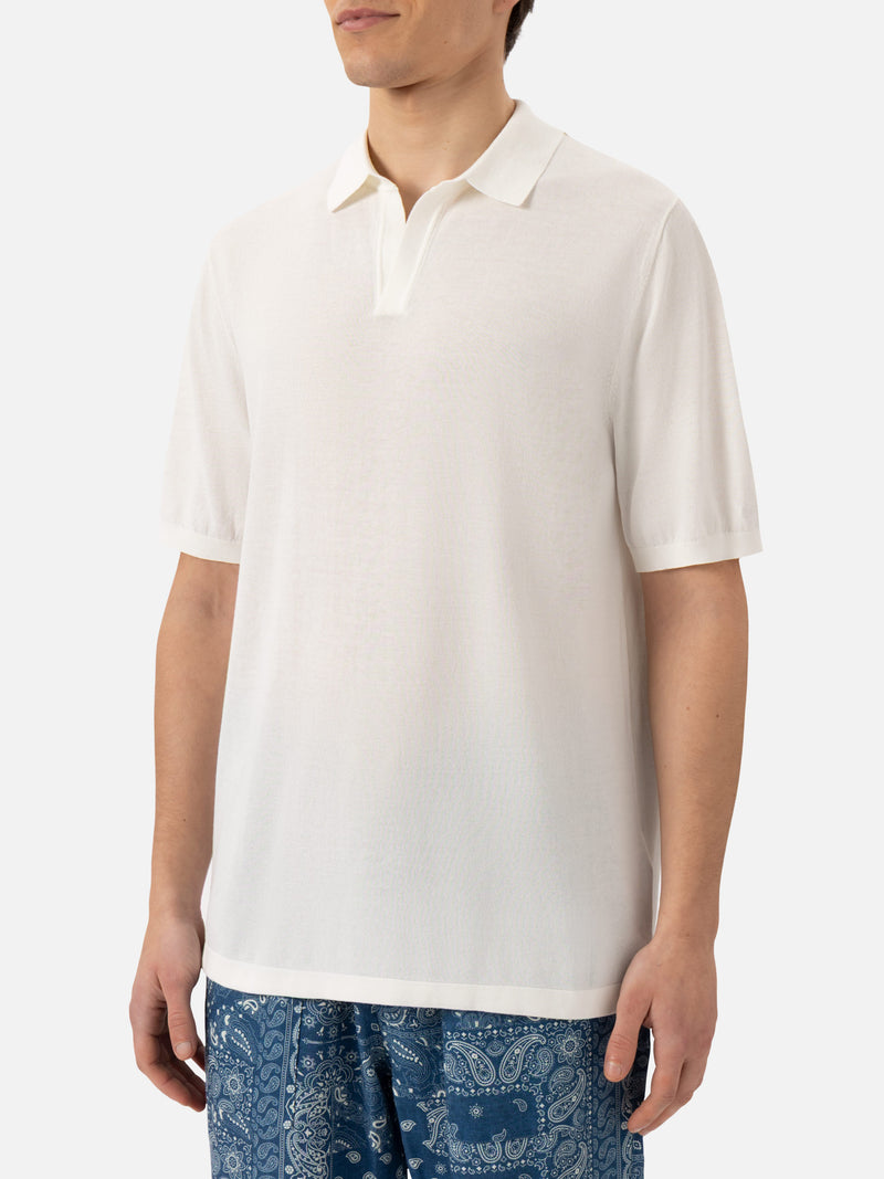 Sloan white knitted polo shirt