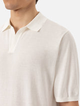 Sloan white knitted polo shirt