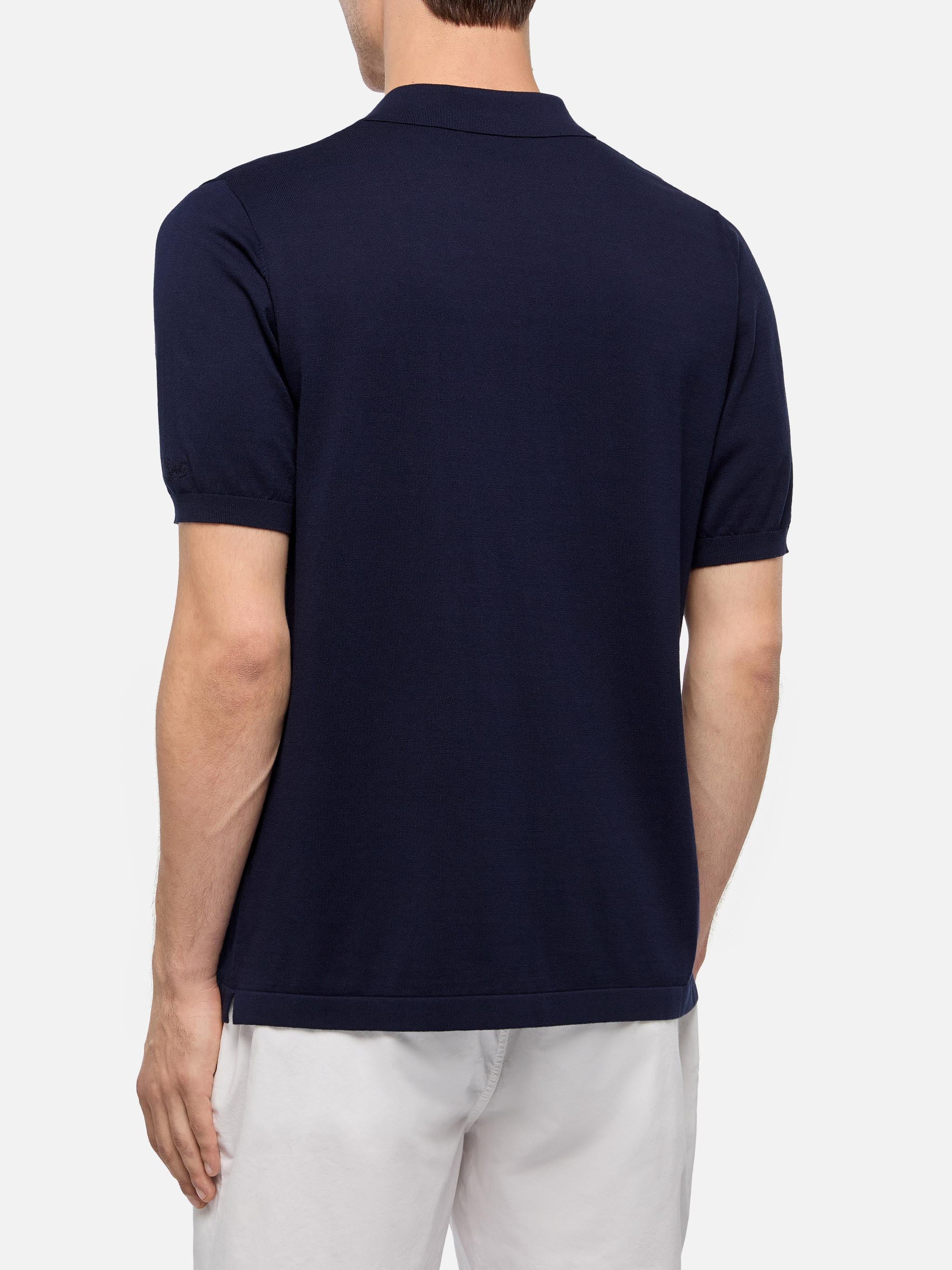 Sloan navy blue buttonless knitted polo shirt – MC2 Saint Barth
