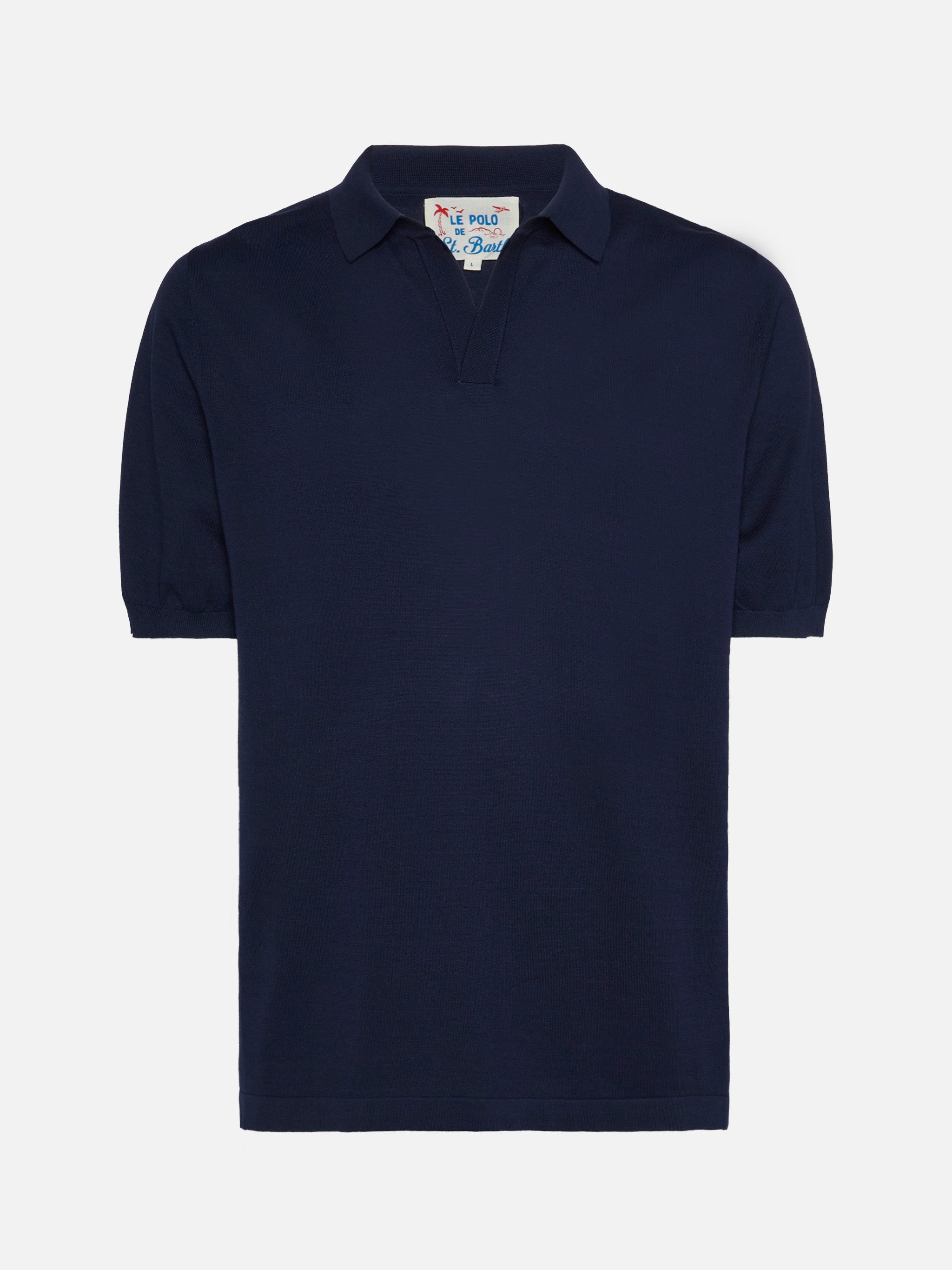 【SLOANE/スローン】 POLO KNIT ネイビー Sloan navy blue buttonless knitted polo shirt – MC2 Saint Barth