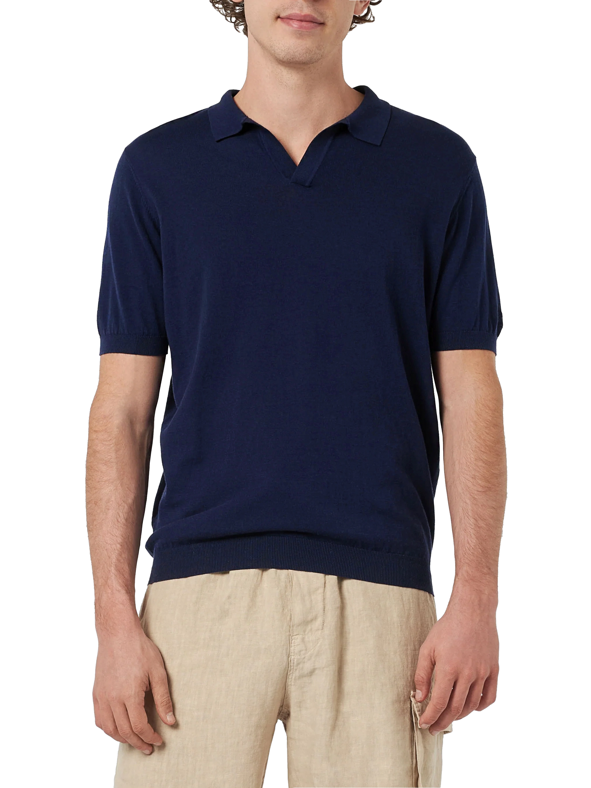 Navy blue buttonless knitted polo shirt Sloan – MC2 Saint Barth