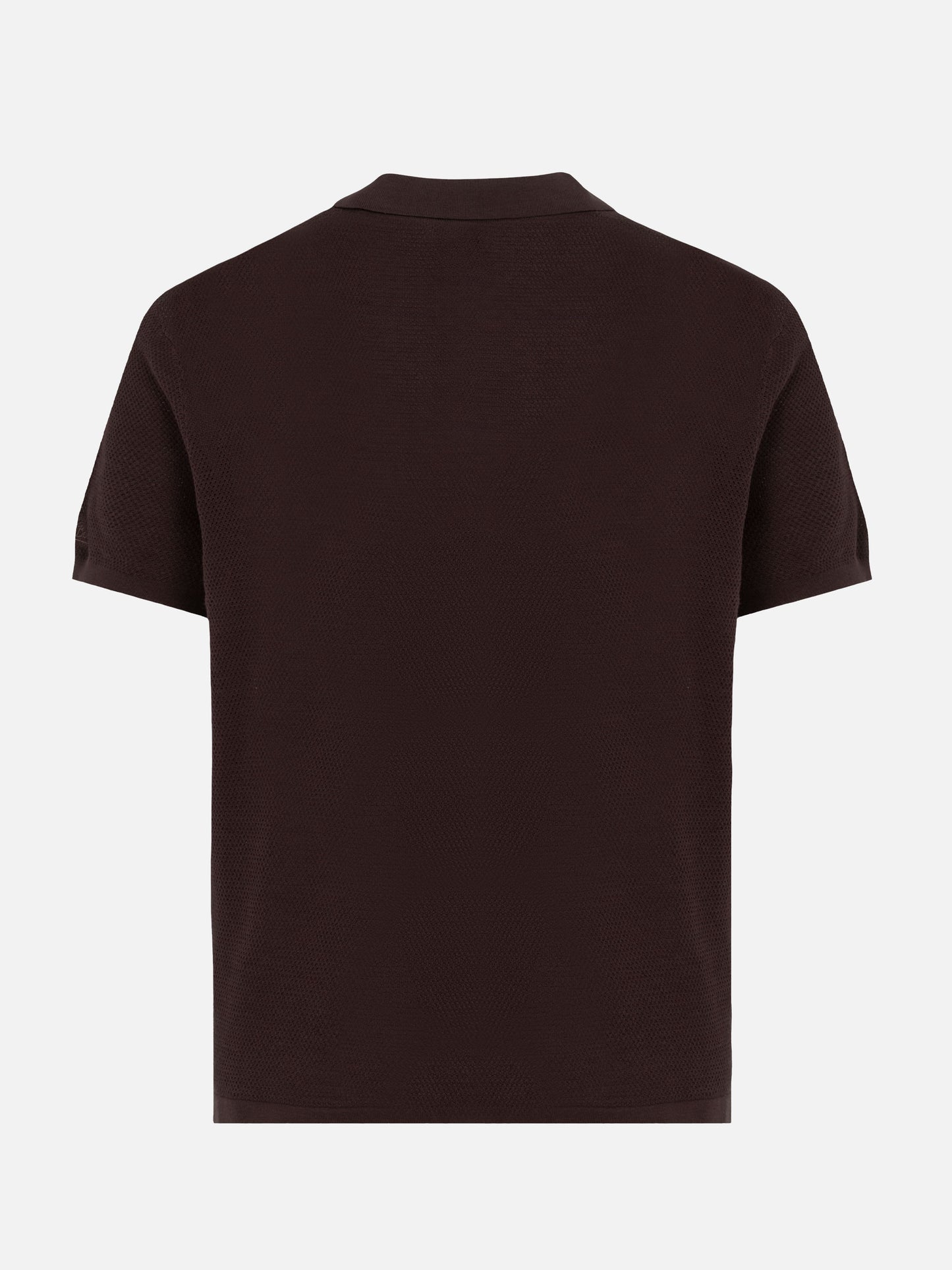 Sloan brown buttonless mesh knitted polo shirt - MC2 Saint Barth