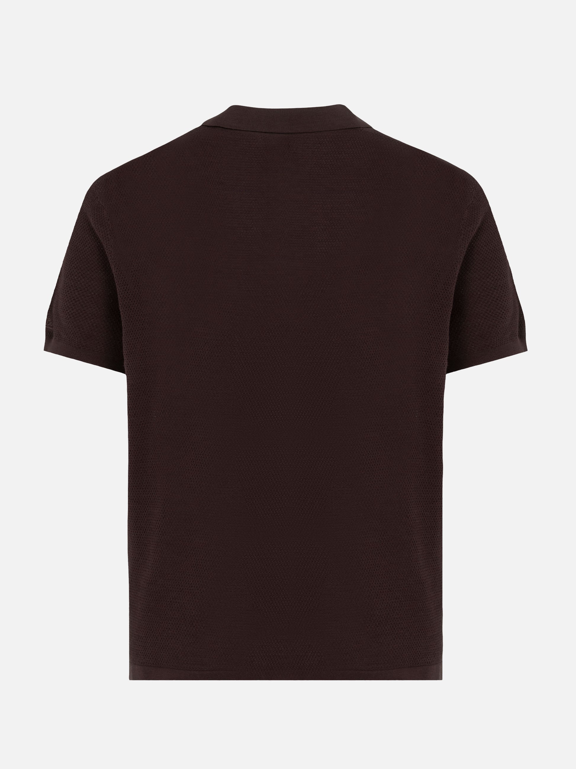 Sloan brown buttonless mesh knitted polo shirt - MC2 Saint Barth