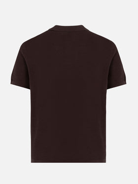Sloan brown buttonless mesh knitted polo shirt - MC2 Saint Barth