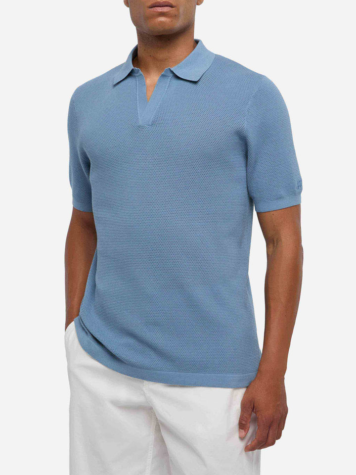 Polo Sloan senza bottoni in maglia a rete azzurro polvere