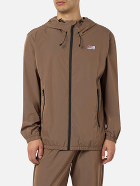 Leichte Windjacke aus khakigrünem Stoff mit Kapuze für Herren Sloop