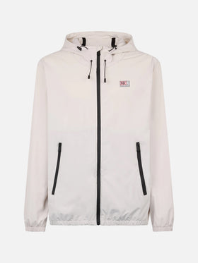 Man hooded lightweight ice white fabric windbreaker Sloop