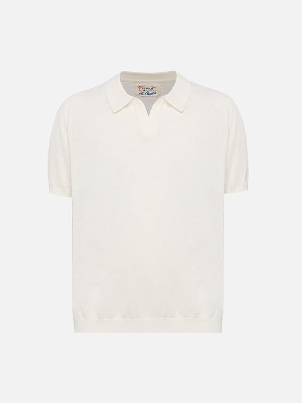 Sloan Jr white knitted polo shirt