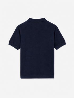 Sloan Jr marineblaues gestricktes Poloshirt 
