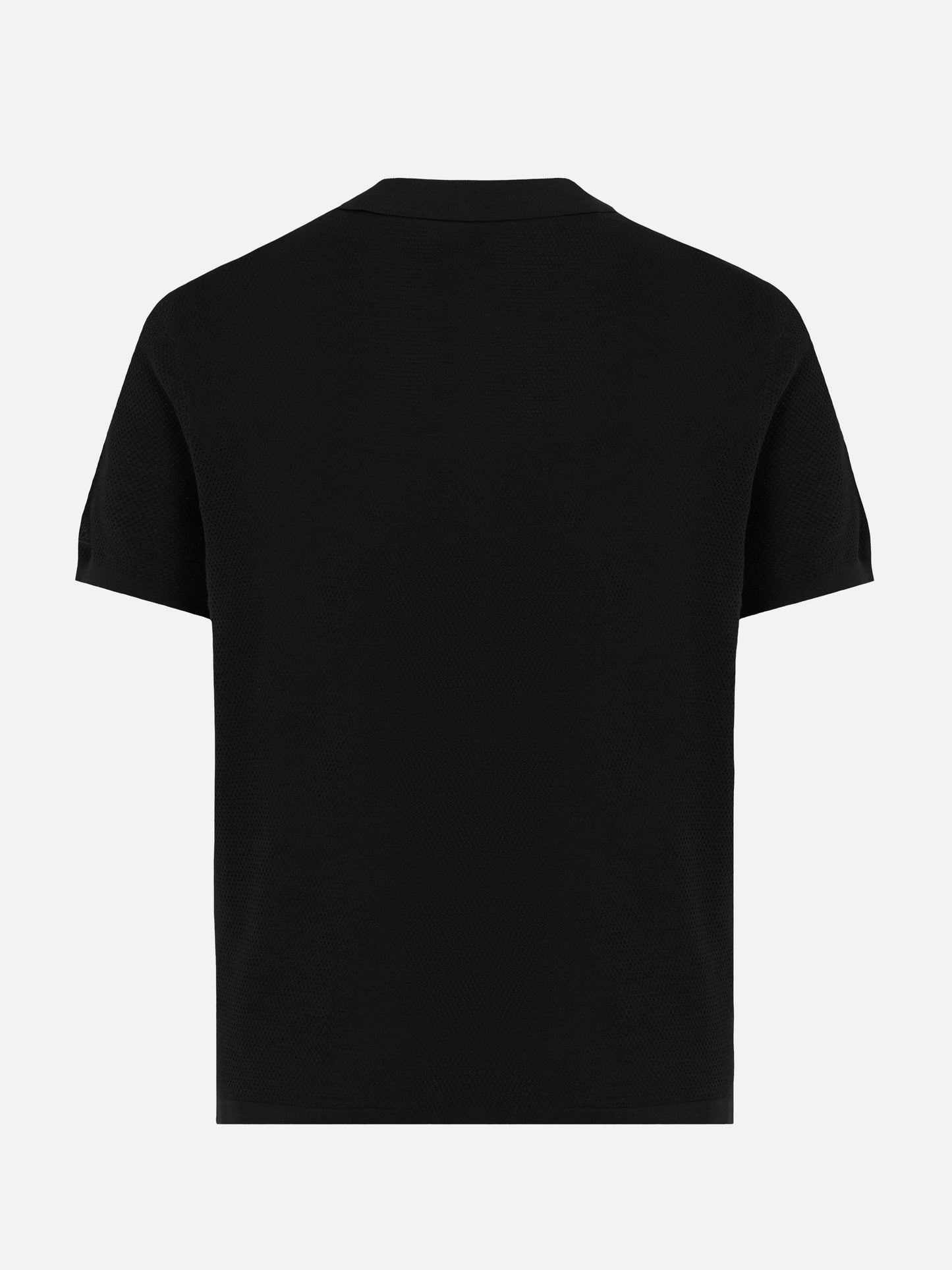 Sloan black silk cotton knitted polo shirt