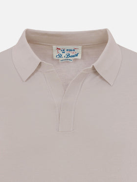 Polo Sloan in maglia seta e cotone beige
