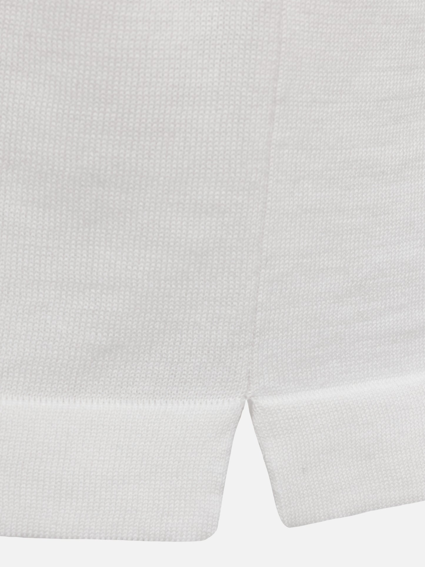 Sloan white silk cotton knitted polo shirt