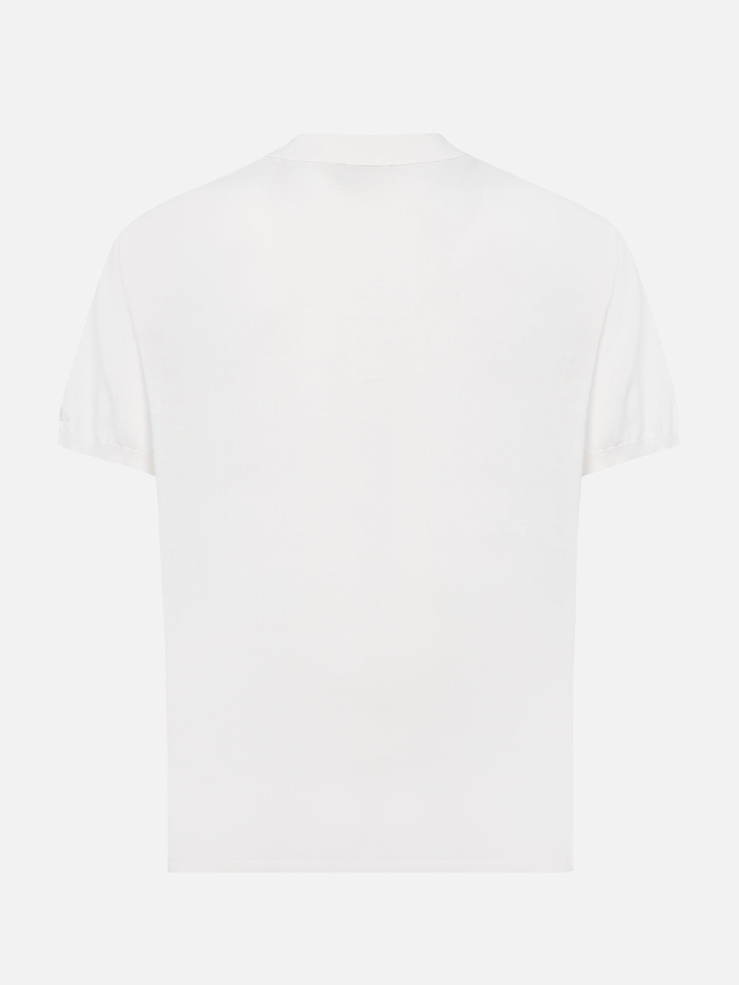 Sloan white silk cotton knitted polo shirt