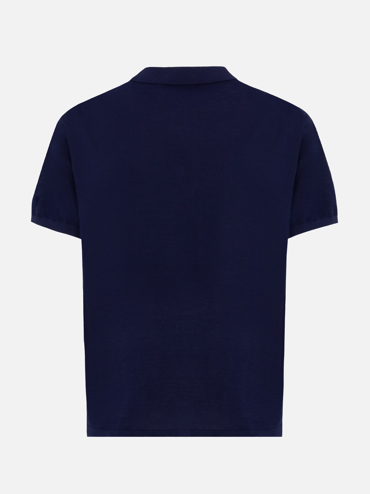 Sloan navy blue silk cotton knitted polo shirt