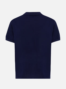 Sloan navy blue silk cotton knitted polo shirt