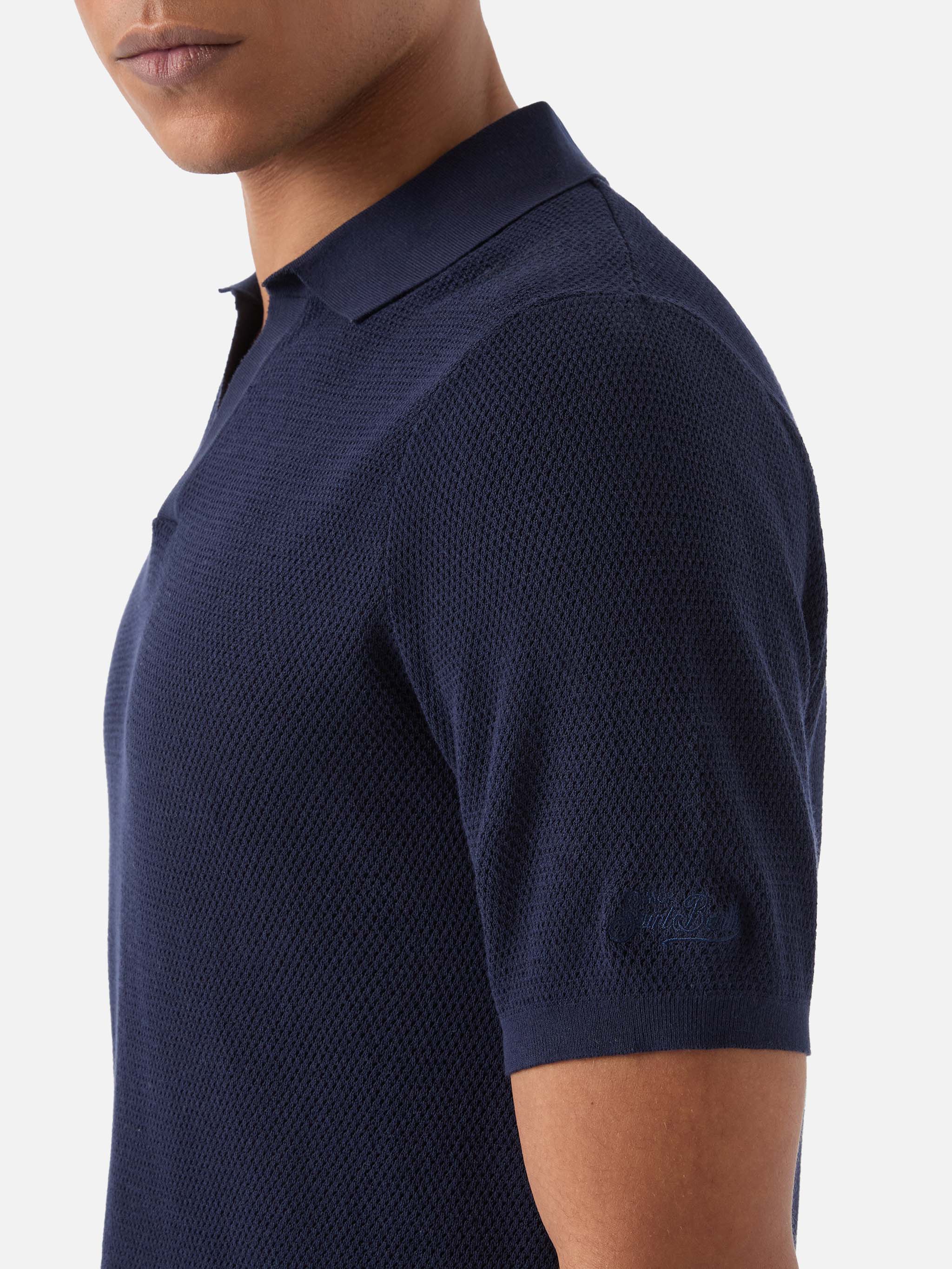 Sloan Mesh blue polo in premium high-twist cotton – MC2 Saint Barth