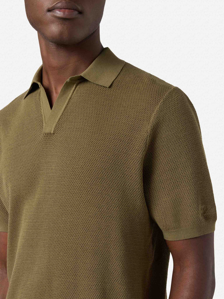 Sloan Mesh military green polo in premium high-twist cotton