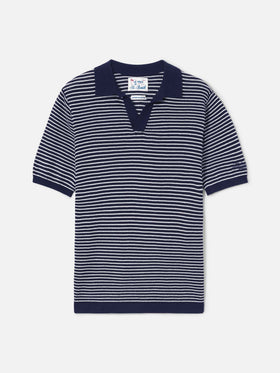 Sloan striped polo in premium high-twist cotton with blue stripes