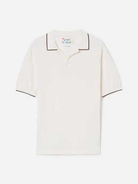 Sloan beige polo in premium high-twist cotton with contrast trims