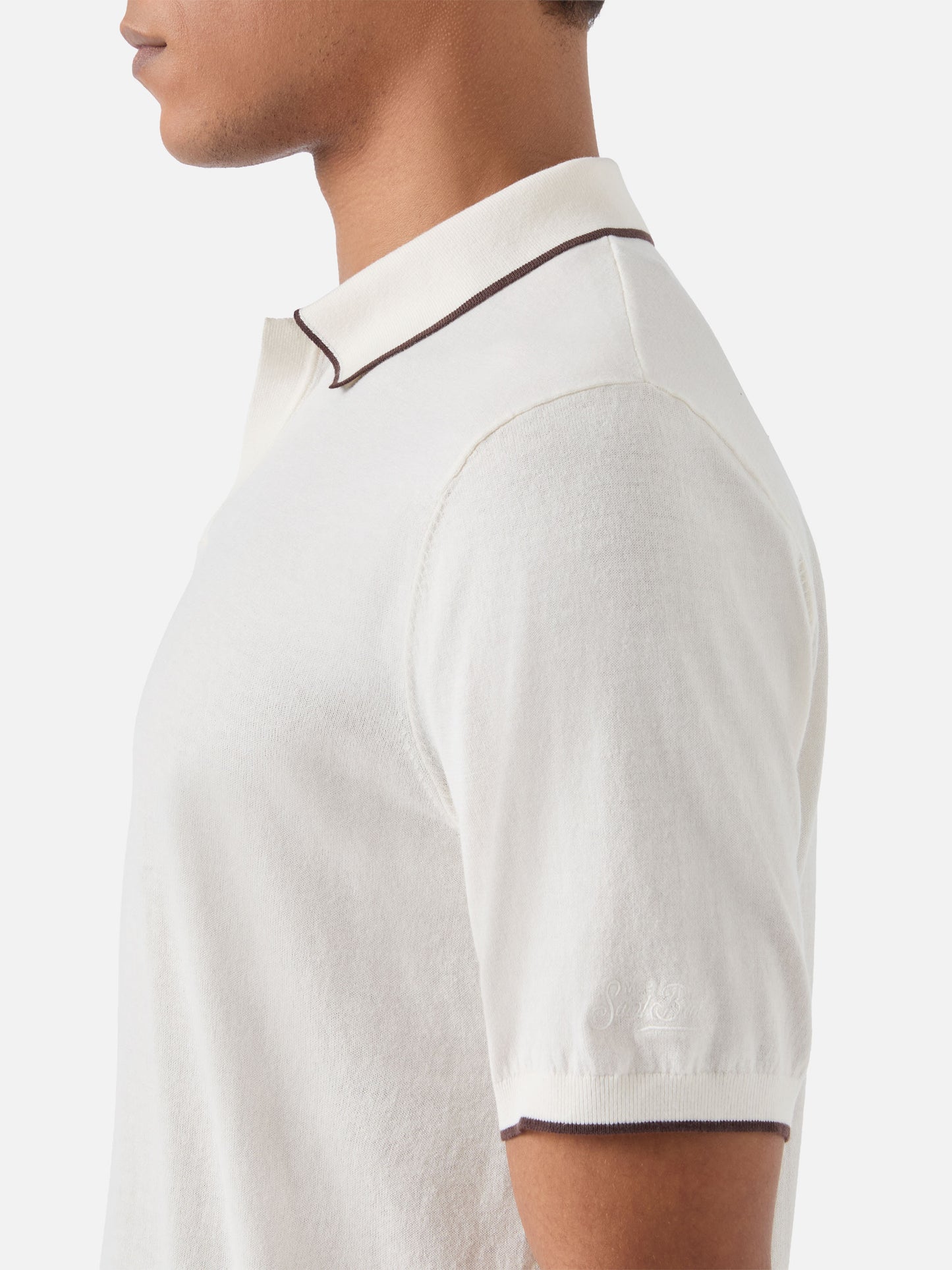Sloan beige polo in premium high-twist cotton with contrast trims