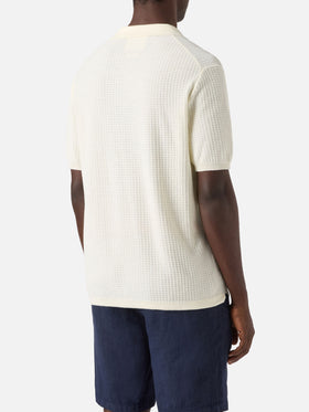 Sloan Net beige polo in premium high-twist cotton