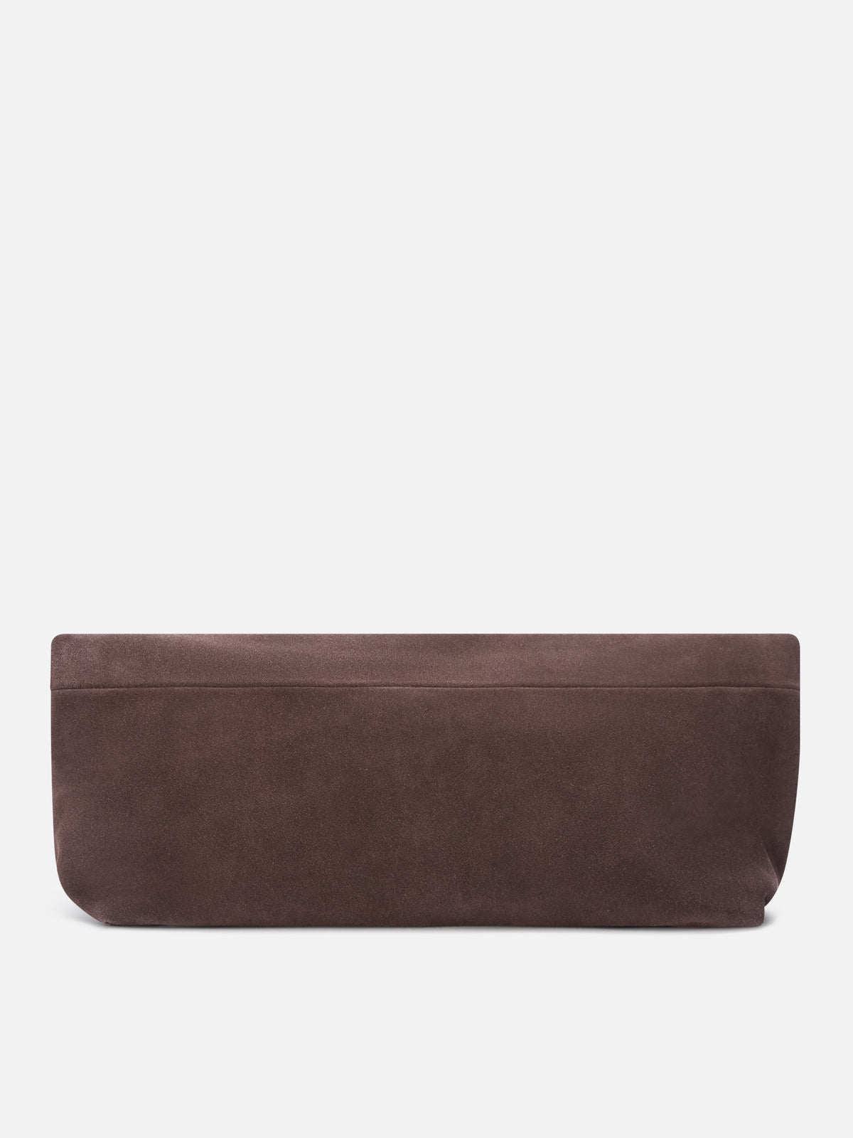 Brown suede Maxi pouch with logo patch