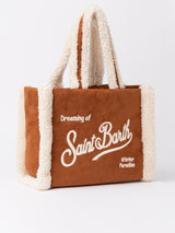 Kamelbraune Soft Bag Small mit Saint Barth Logo und Schultergurt