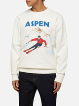 Cotton fleece sweatshirt Soho with Aspen postcard print