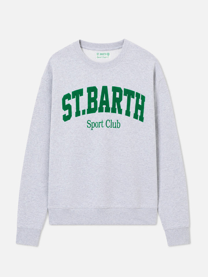 Soho cotton sweatshirt in grey melange with flock St. Barth Sport Club print
