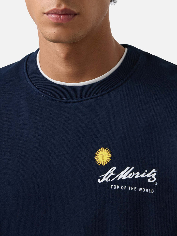 Sweat-shirt Soho en coton Navy blue avec imprimé St. Moritz au dos | Special edition 