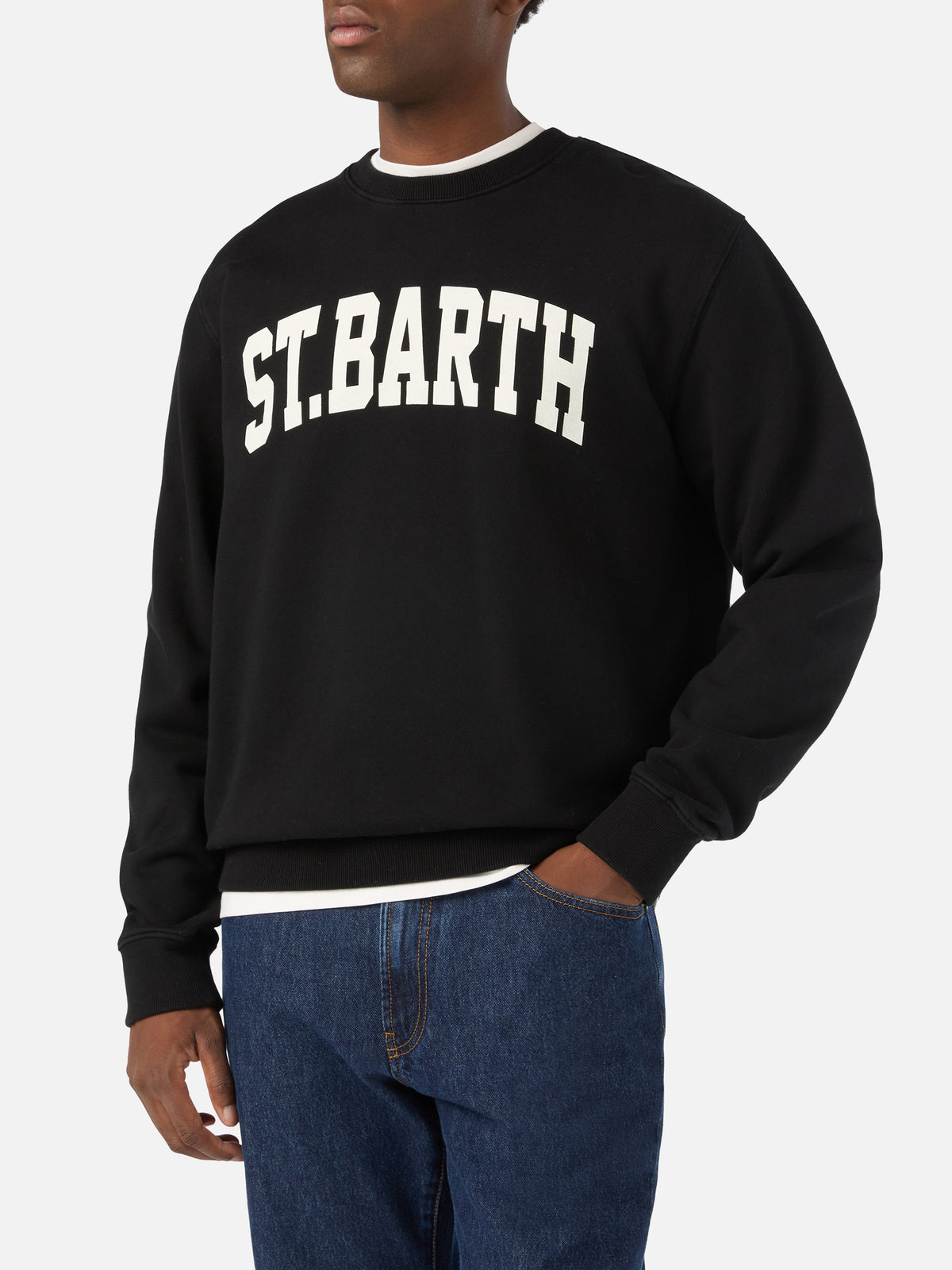 Schwarzes Baumwoll-Sweatshirt Soho mit St. Barth-Print 