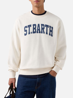 Felpa Soho panna in cotone con stampa St. Barth
