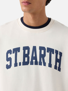 Felpa Soho panna in cotone con stampa St. Barth