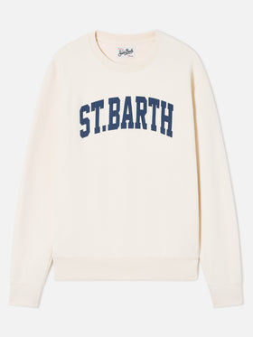 Felpa Soho panna in cotone con stampa St. Barth