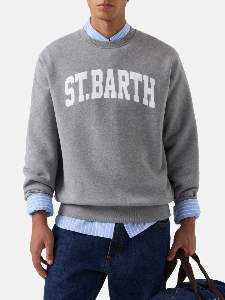Sweat-shirt ras-du-cou Soho en coton gris avec imprimé St. Barth 
